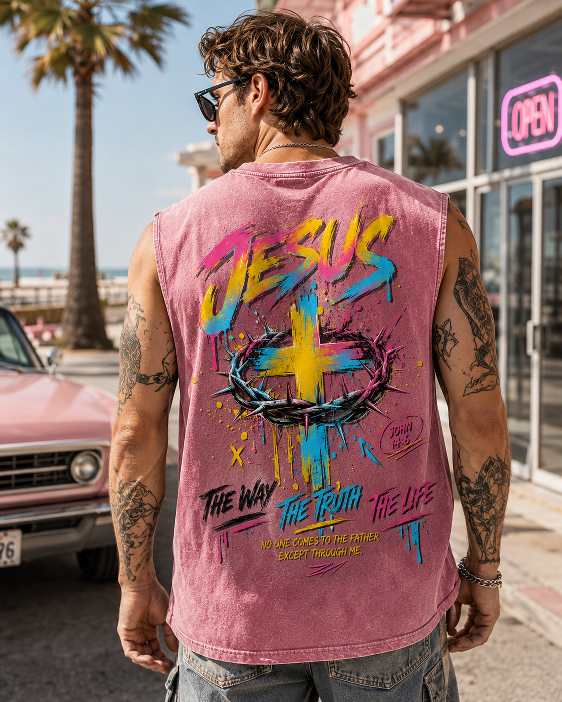 Jesus Faith Washed Black Muscle Tee
