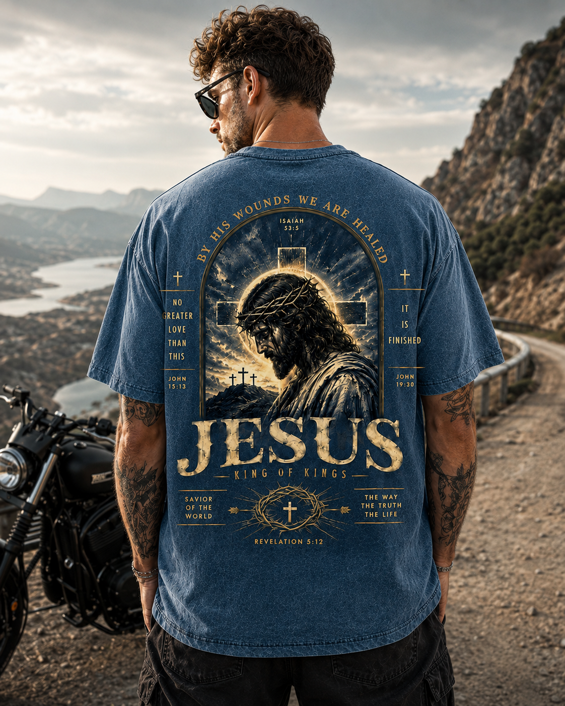 Jesus King of Kings – Vintage Washed Black Christian Graphic T-Shirt