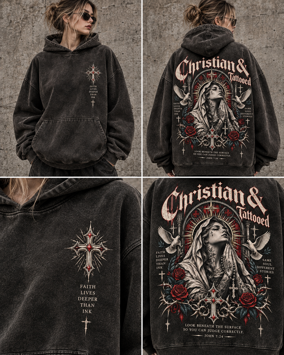 Christian & Tattooed Vintage Hoodie – Faith & Ink