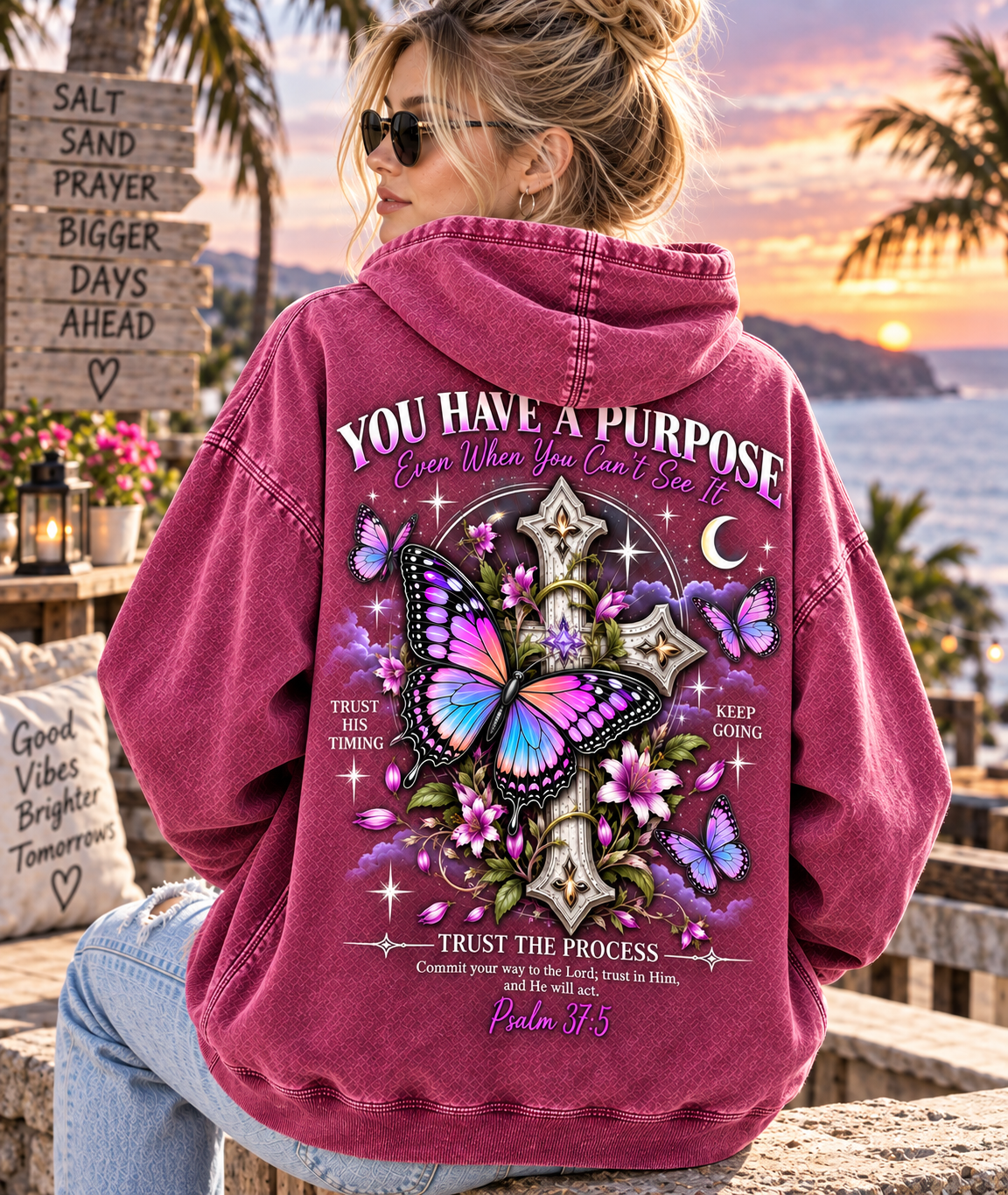 You Have a Purpose – Vintage Faith Butterfly Hoodie
