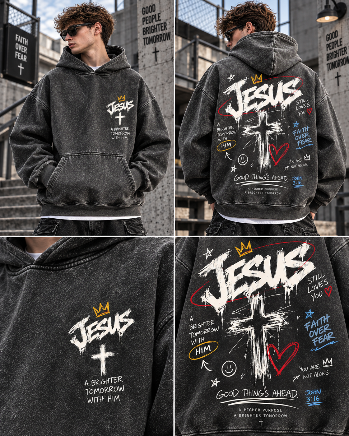 JESUS Faith Over Fear – Vintage Wash Hoodie