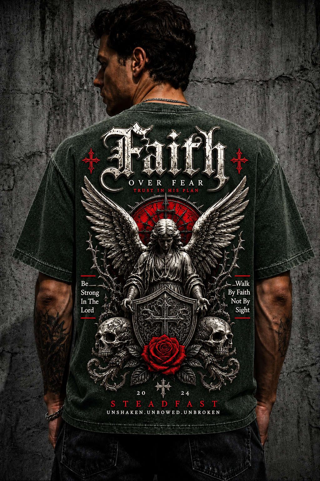 Faith Over Fear – Vintage Gothic Oversized T-Shirt