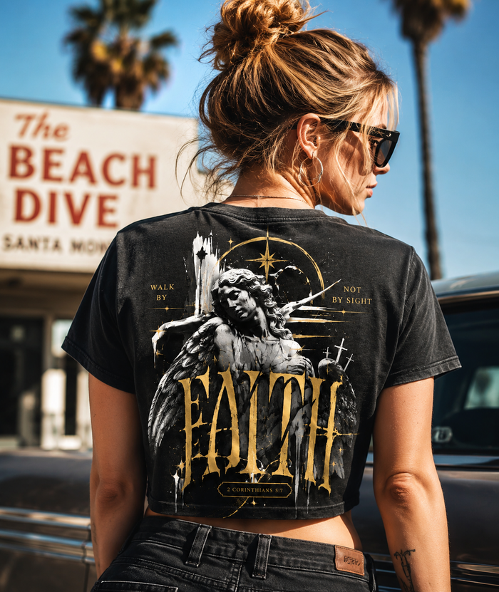 Faith Angel Crop Top – Vintage Faith Graphic Tee