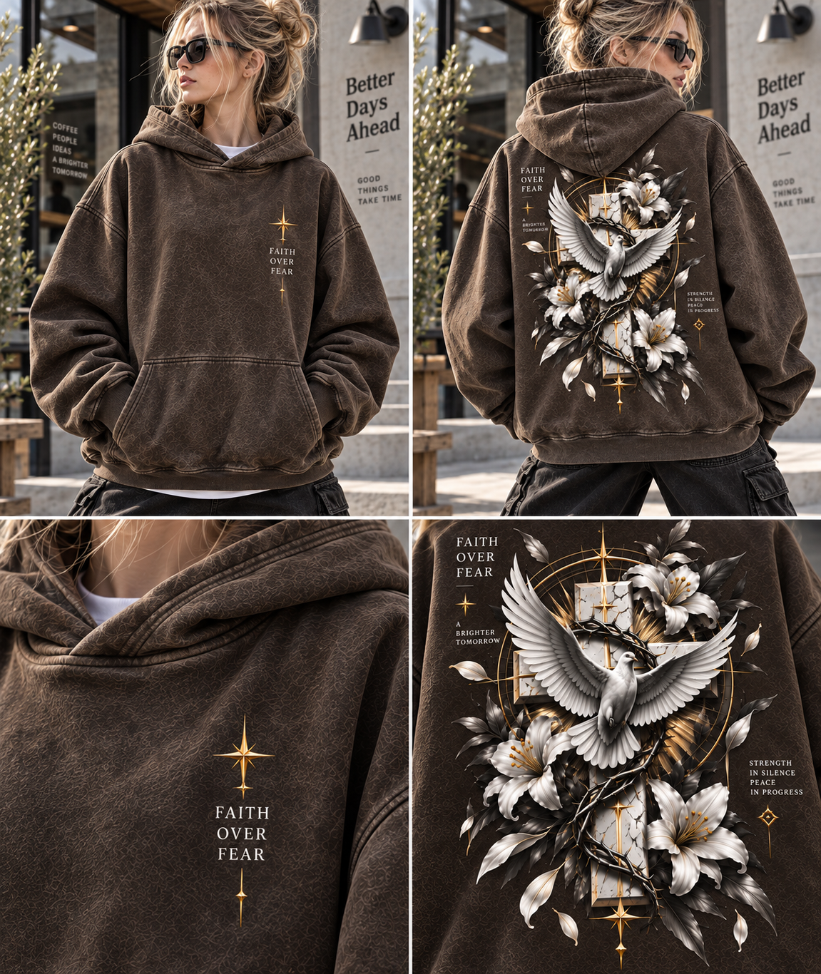Faith Over Fear Vintage Washed Hoodie