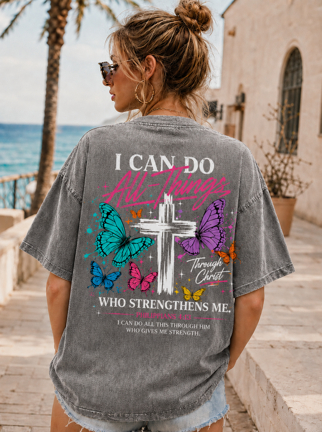 Faith Over Fear – Vintage Butterfly Cross T-Shirt