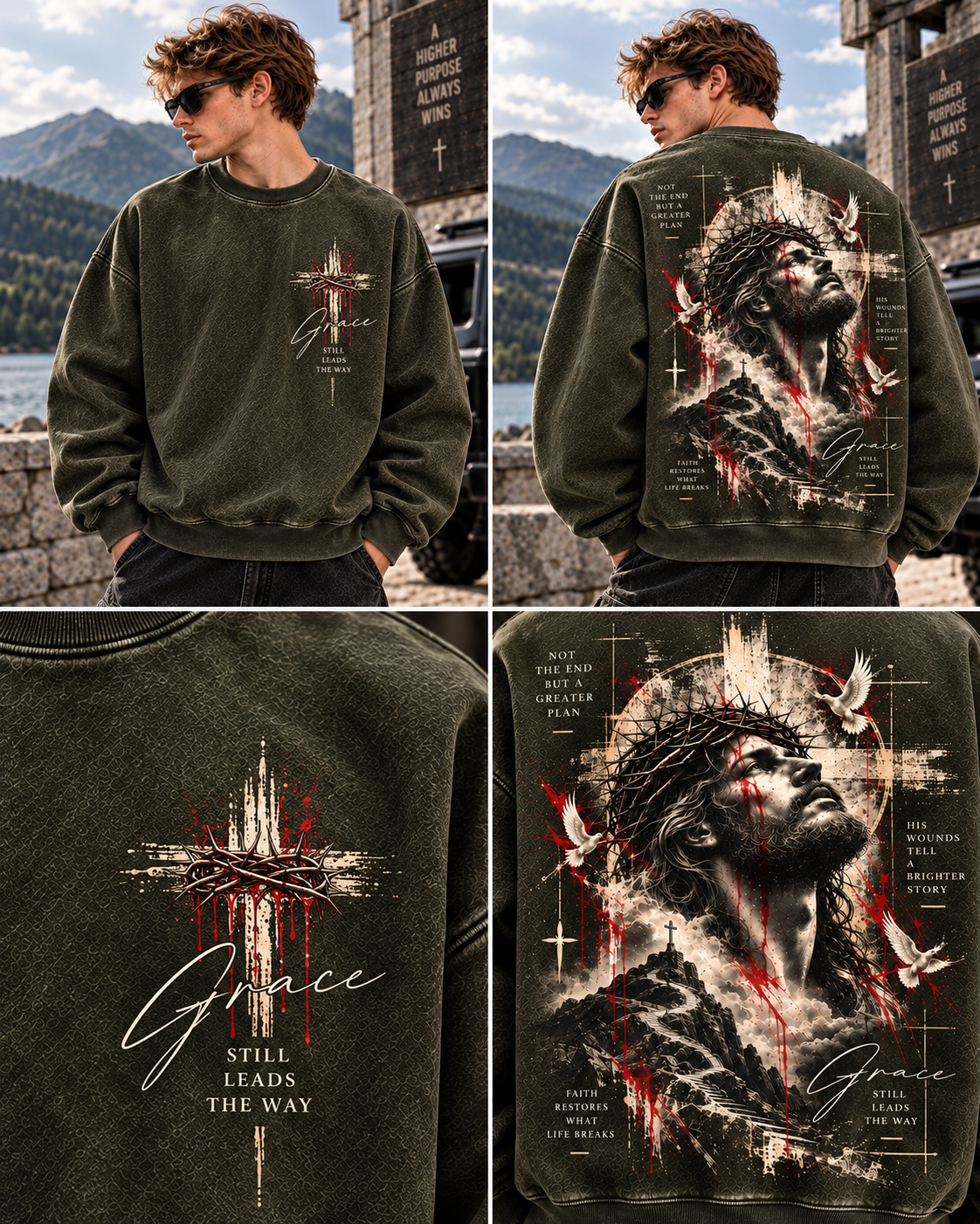Grace Still Leads The Way – Vintage Faith Washed Sweatshirt