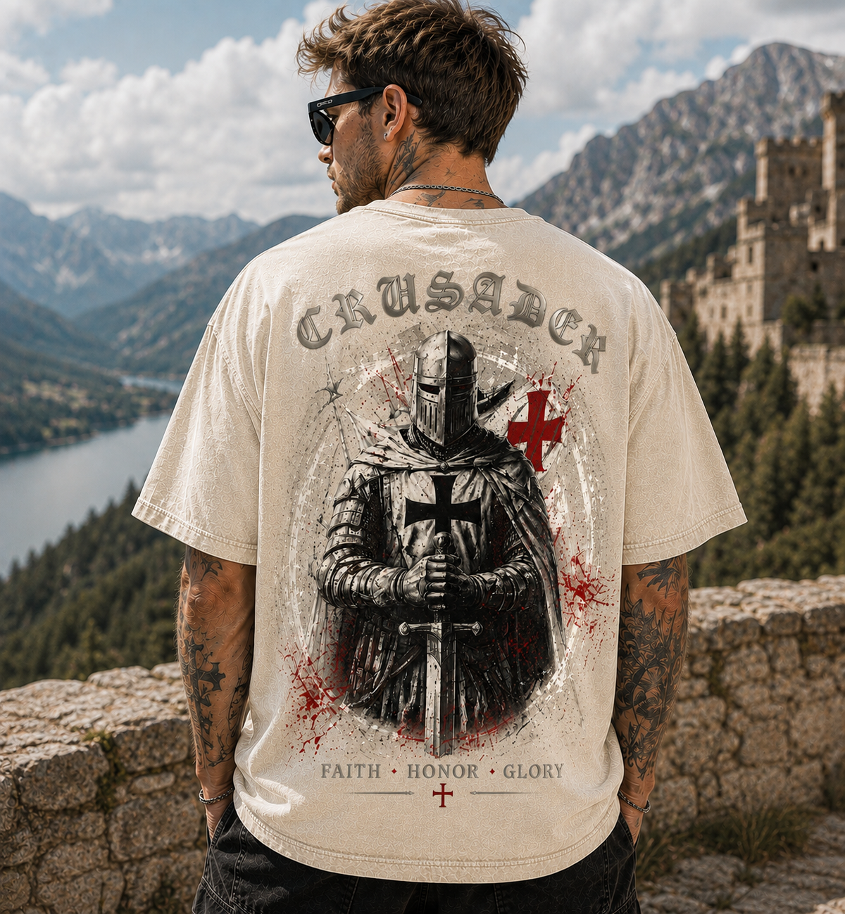 CRUSADER Washed Black Tee