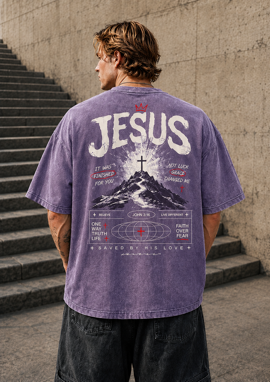 JESUS Faith Graphic Vintage Washed T-Shirt – Unisex Streetwear