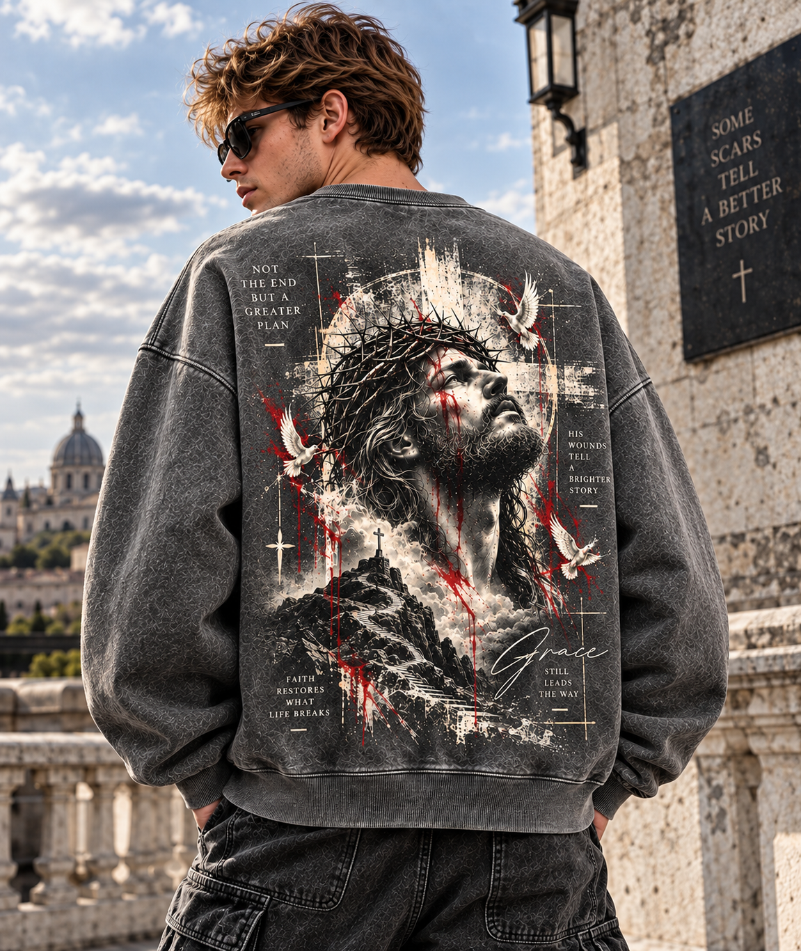 Grace Still Leads The Way – Vintage Faith Washed Sweatshirt