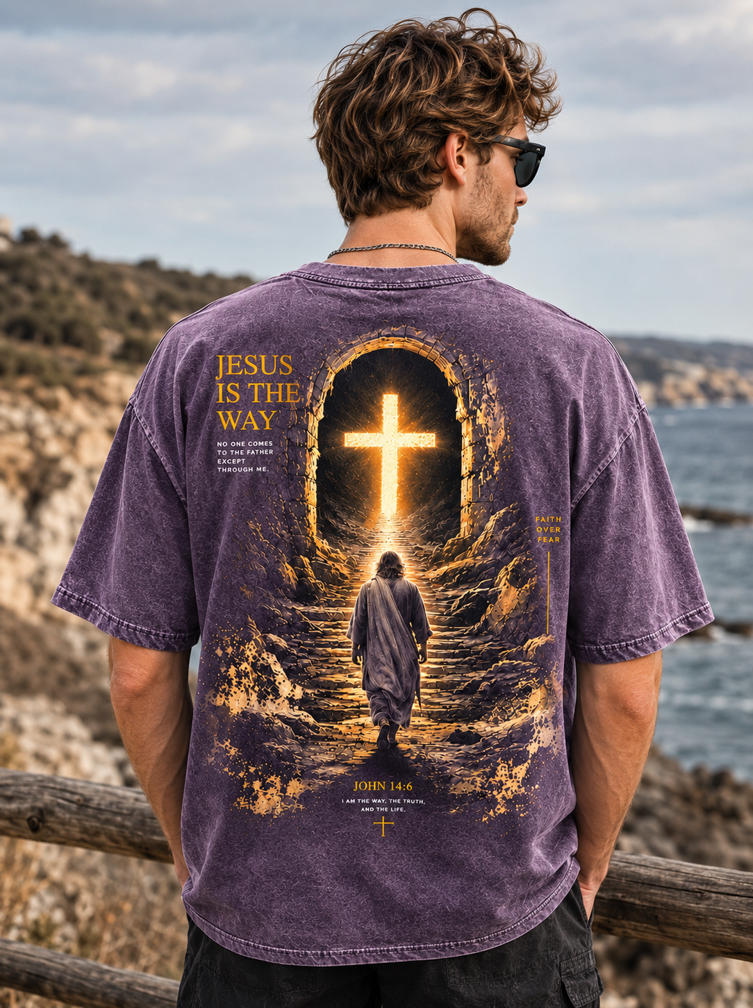 Jesus Is The Way – Vintage Washed Black Graphic Tee