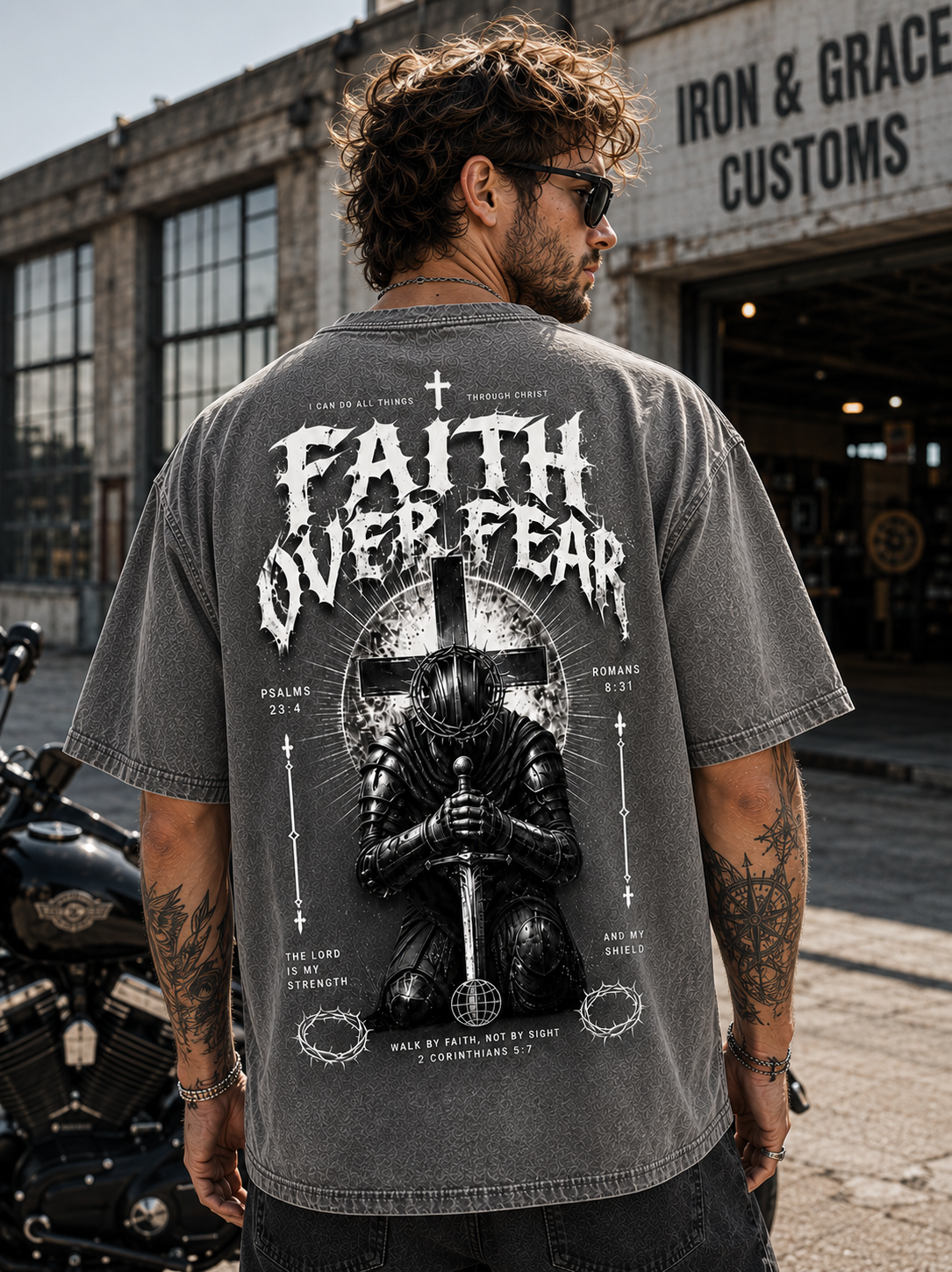 Faith Over Fear Warrior Graphic Oversized Tee