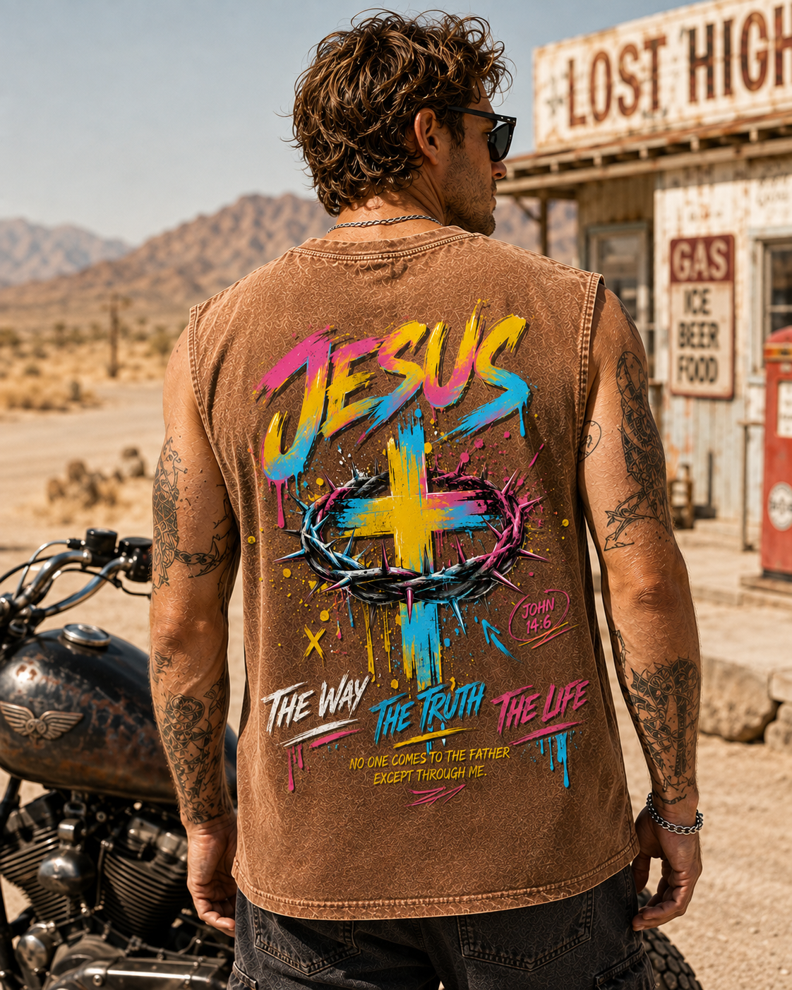 Jesus Faith Washed Black Muscle Tee