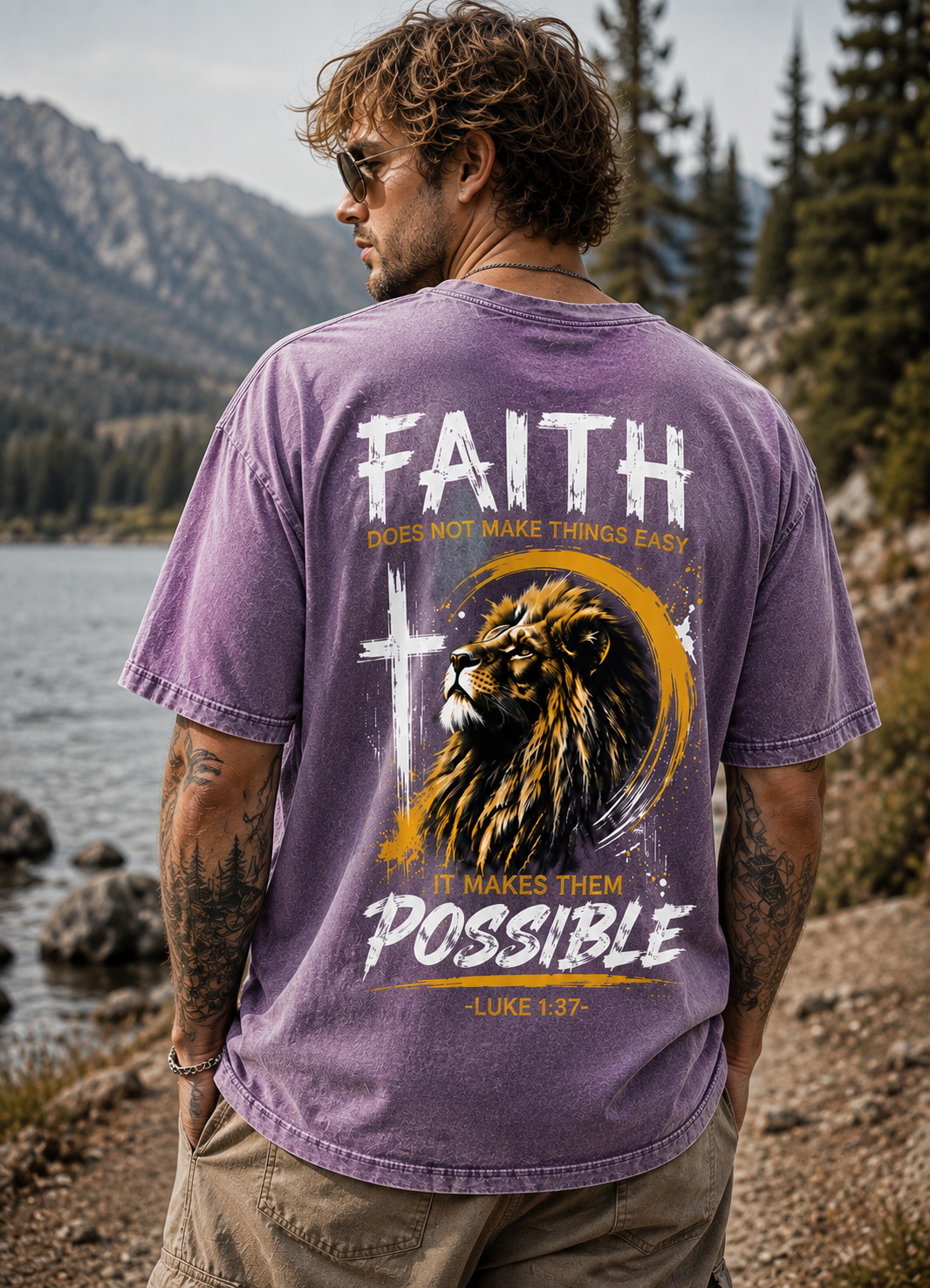 Faith Lion Vintage Graphic Tee