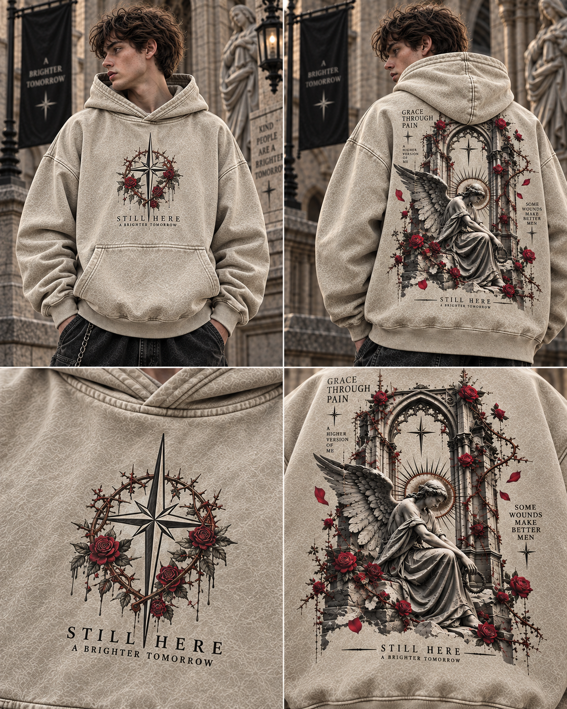 Still Here – Gothic Angel Vintage Hoodie