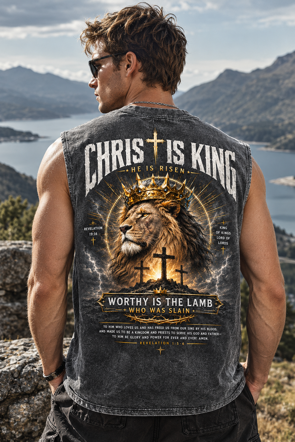 Chris Is King Washed Black Tank Top