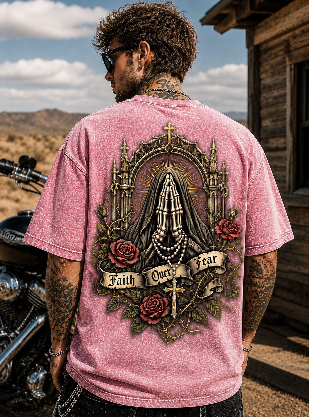 Faith Over Fear Gothic Oversized T-Shirt