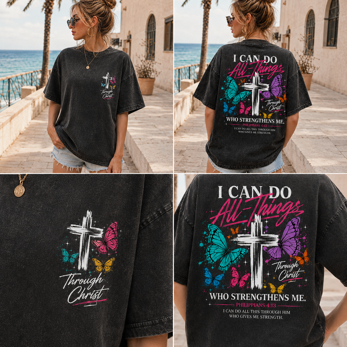 Faith Over Fear – Vintage Butterfly Cross T-Shirt