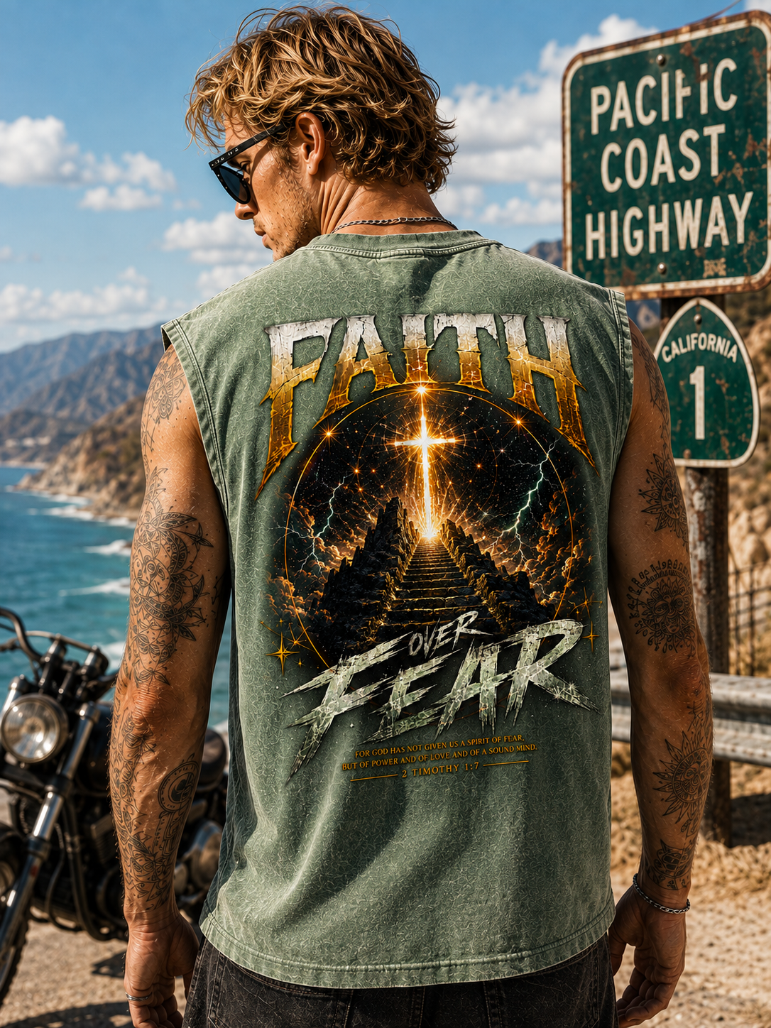 Faith Over Fear Washed Black Tank Top
