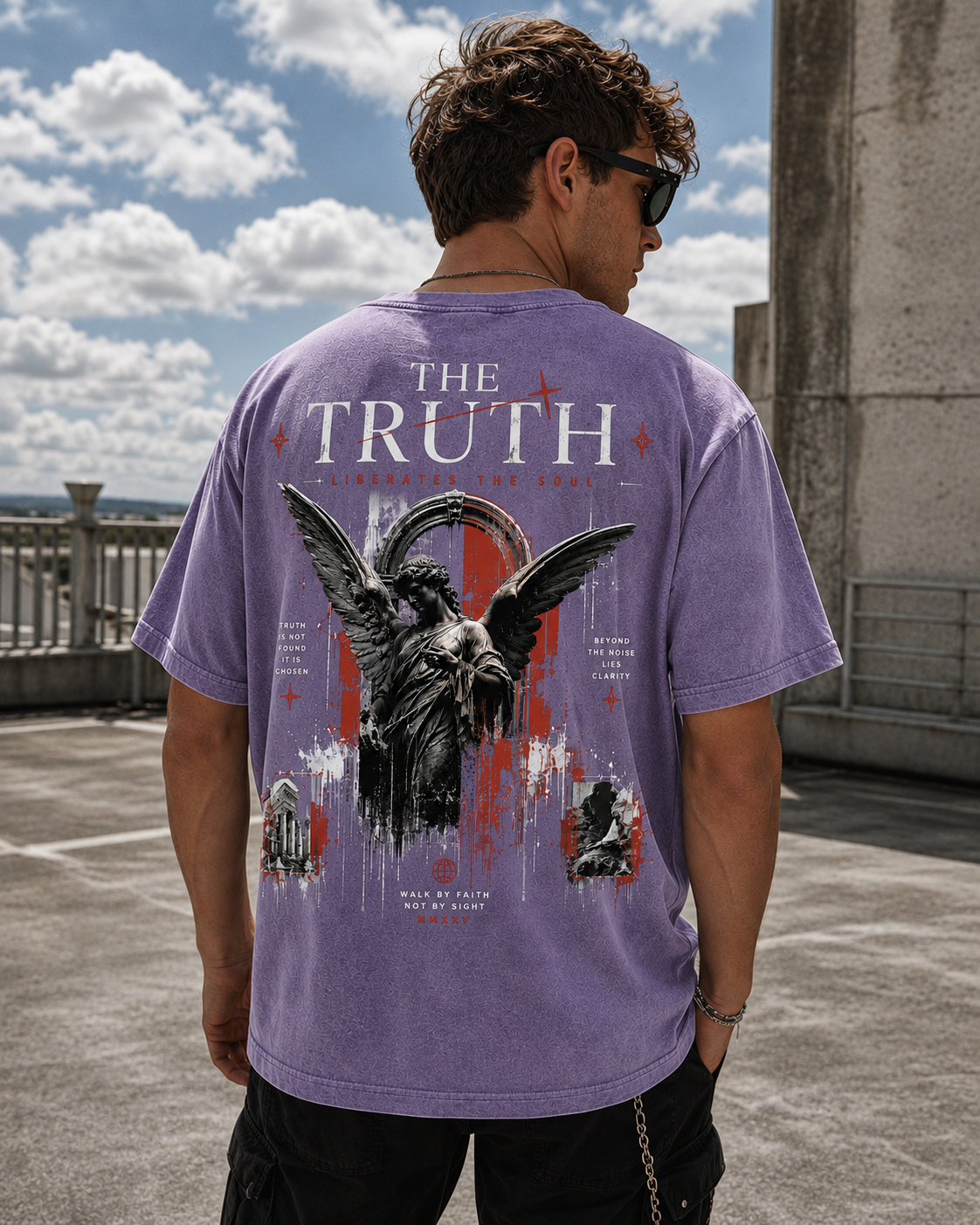 The Truth Angel Vintage Washed Graphic T-Shirt