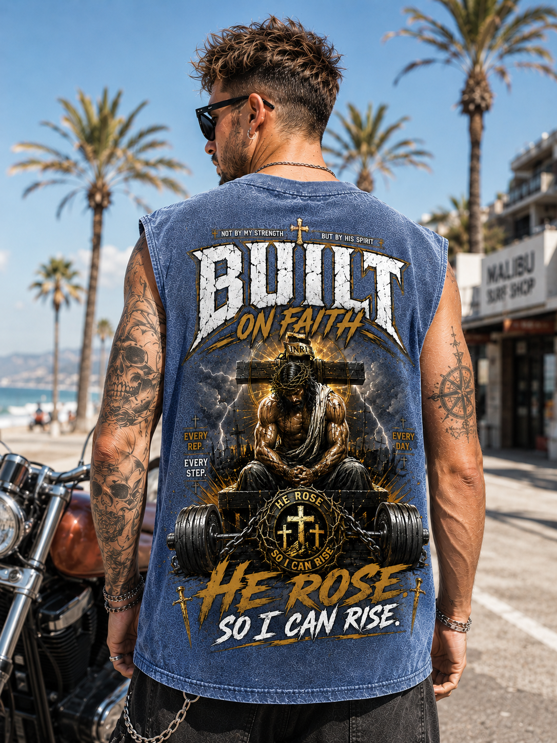 Built on Faith – He Rose Graphic Wash Tank