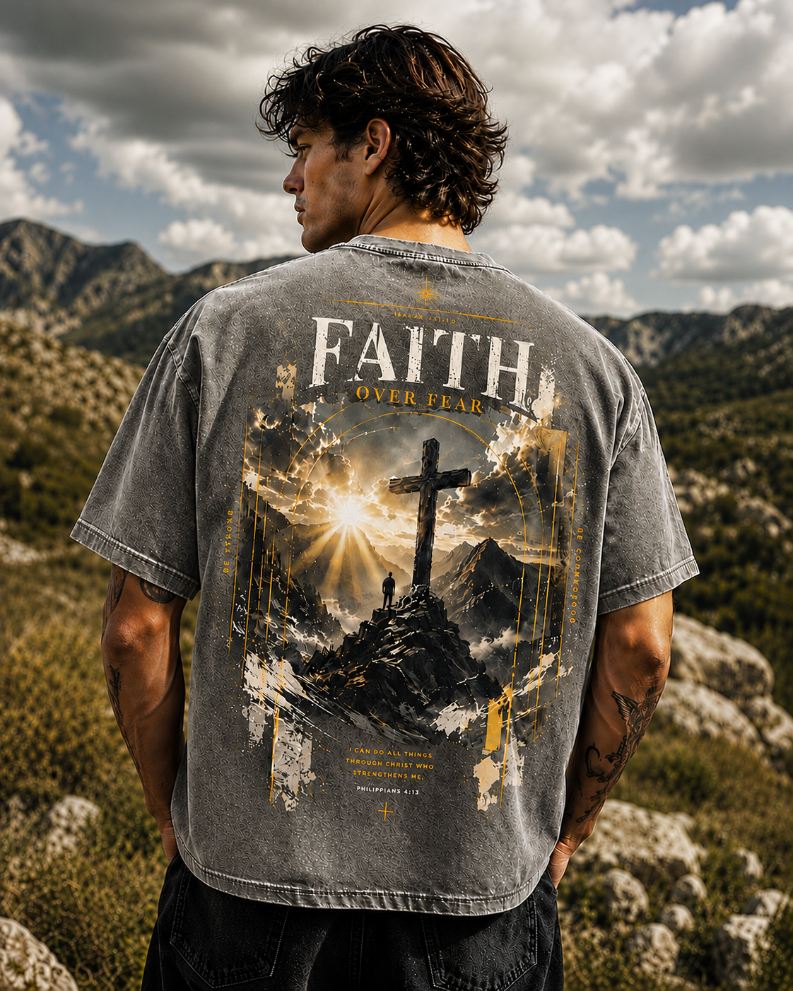 Faith Over Fear Vintage Graphic T-Shirt – Unisex Washed Tee