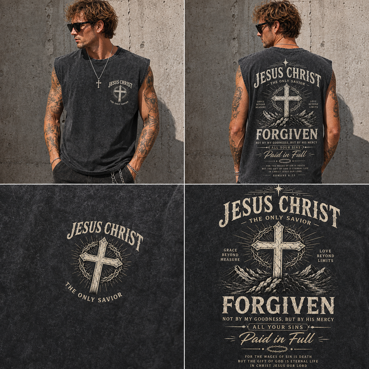 Jesus Christ Forgiven Vintage Wash Tank