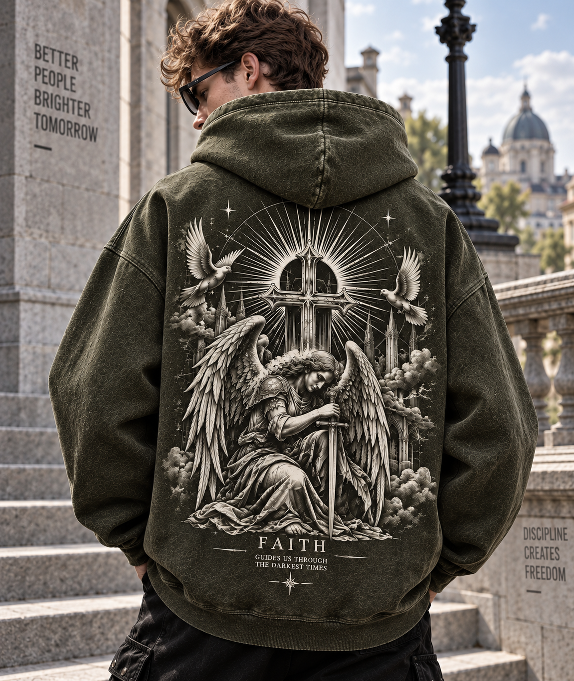 Faith Angel Vintage Hoodie – Faith Guides Us Through the Darkest Times