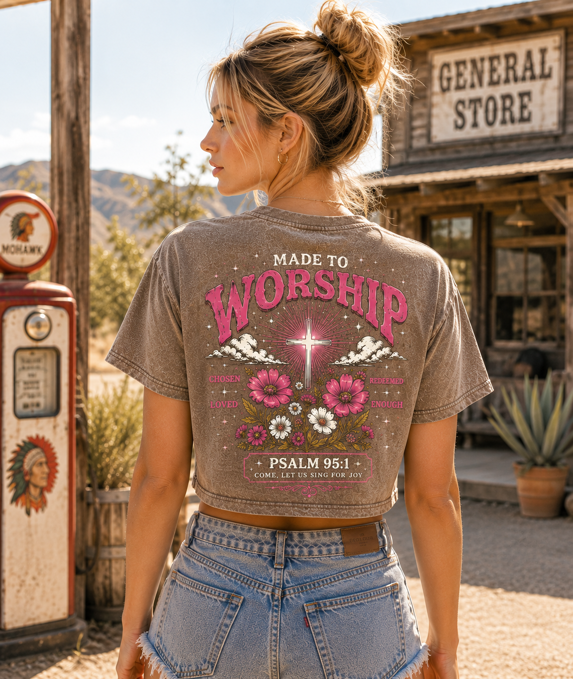 Made to Worship – Vintage Faith Crop Top