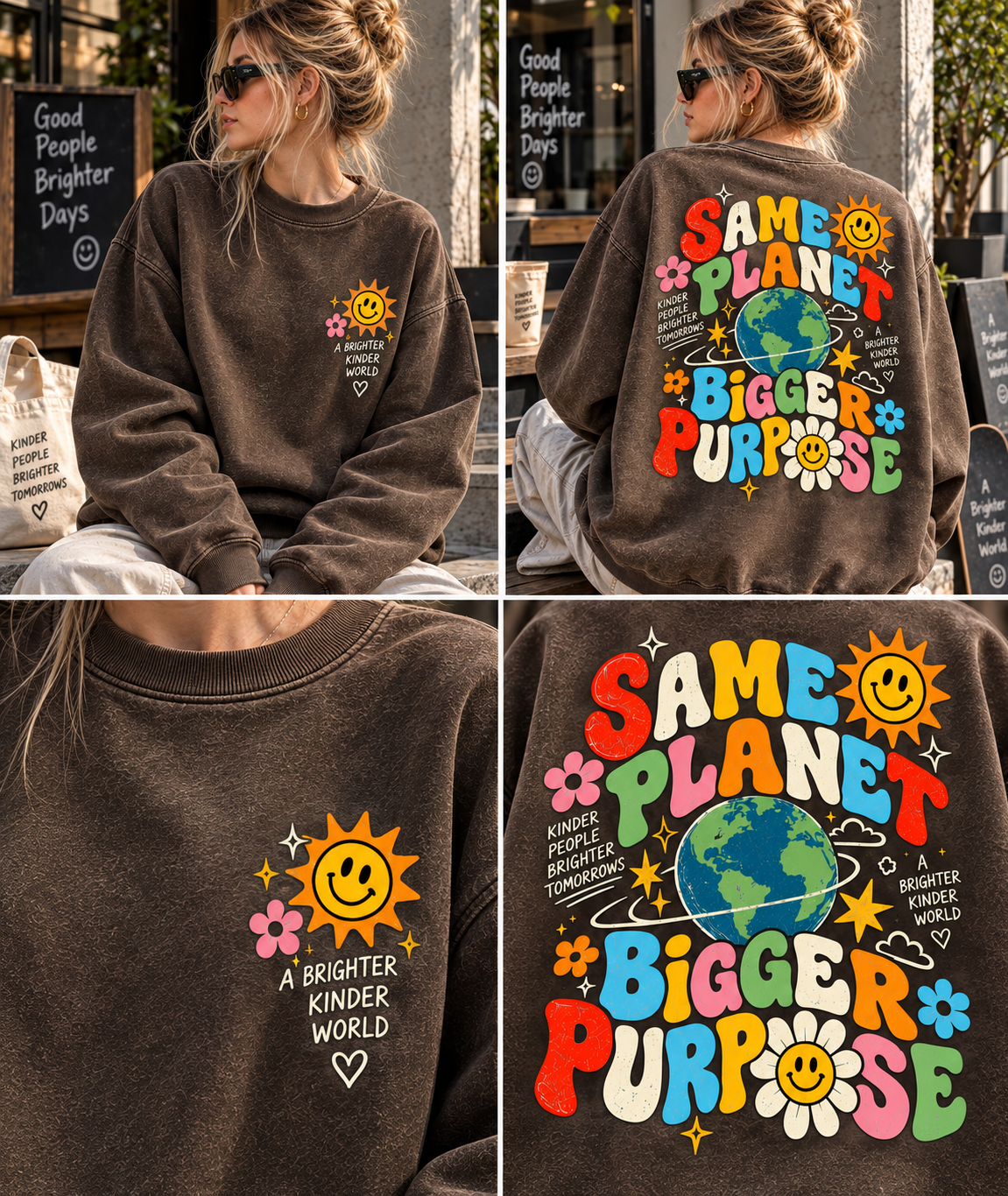Same Planet Bigger Purpose – Vintage Graphic Sweatshirt