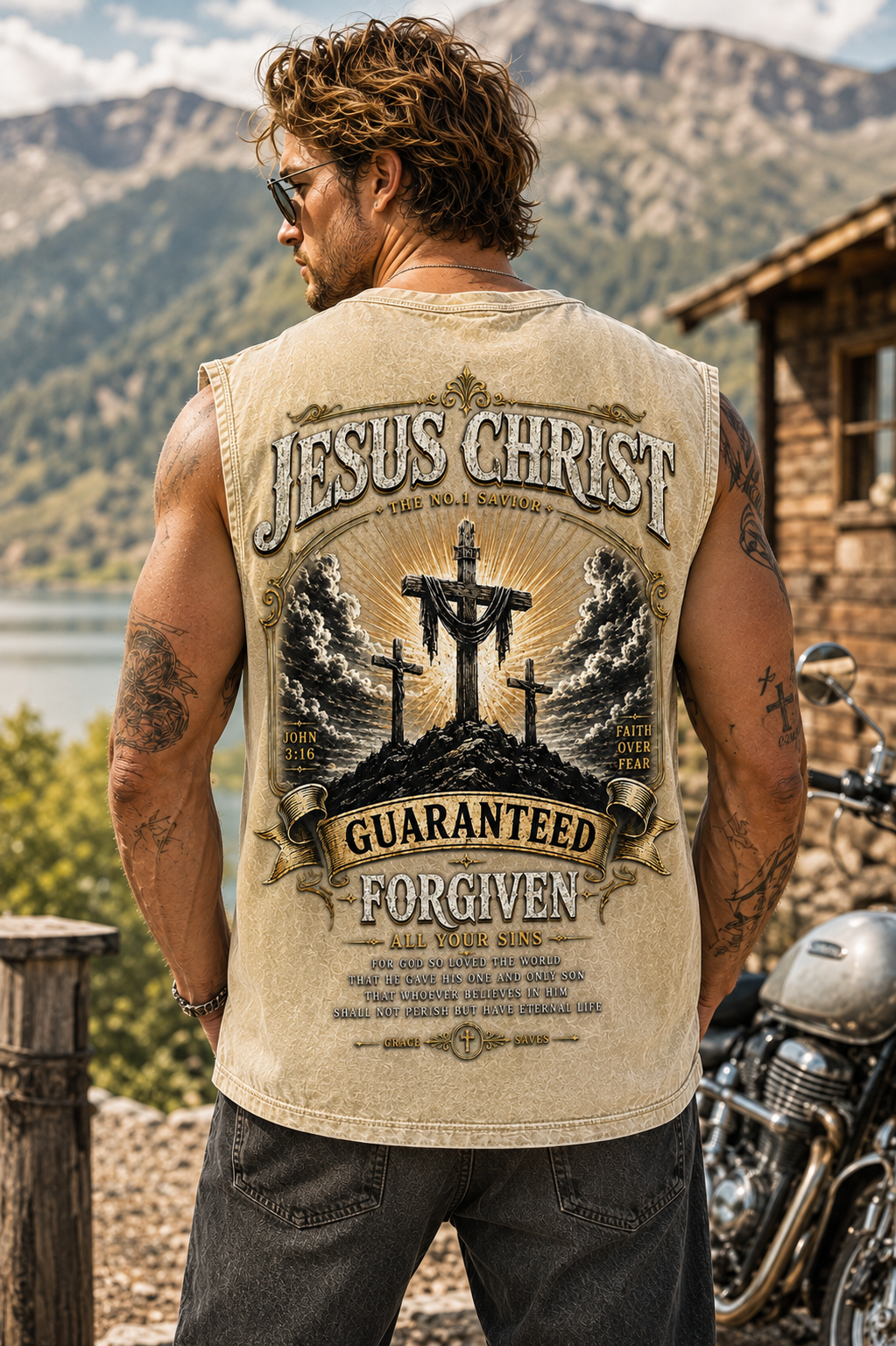 Jesus Christ Forgiven Wash Tee – Vintage Faith Edition