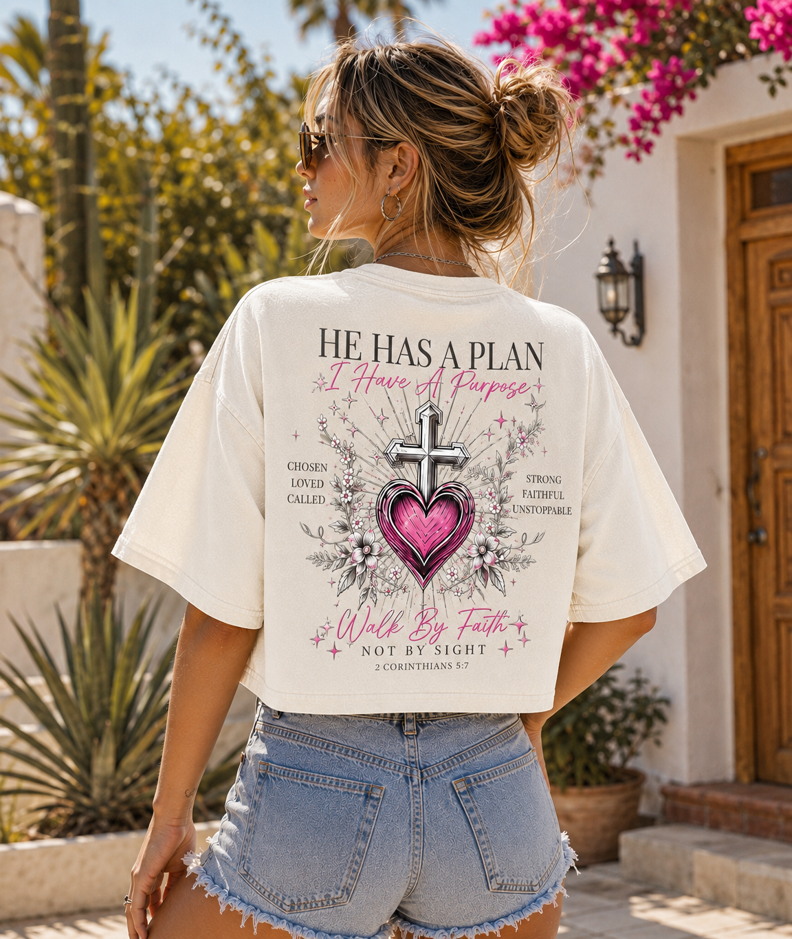 Faith Over Fear – He Has a Plan Crop Top