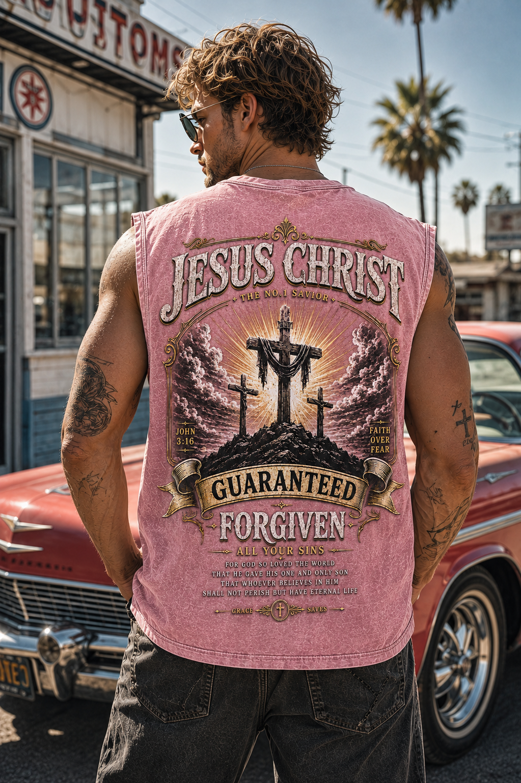 Jesus Christ Forgiven Wash Tee – Vintage Faith Edition