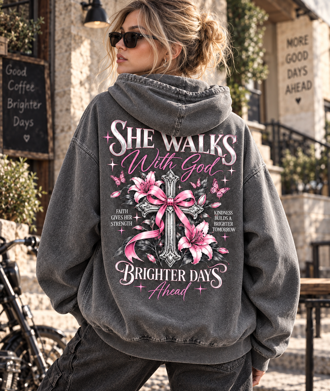 She Walks With God – Brighter Days Vintage Hoodie