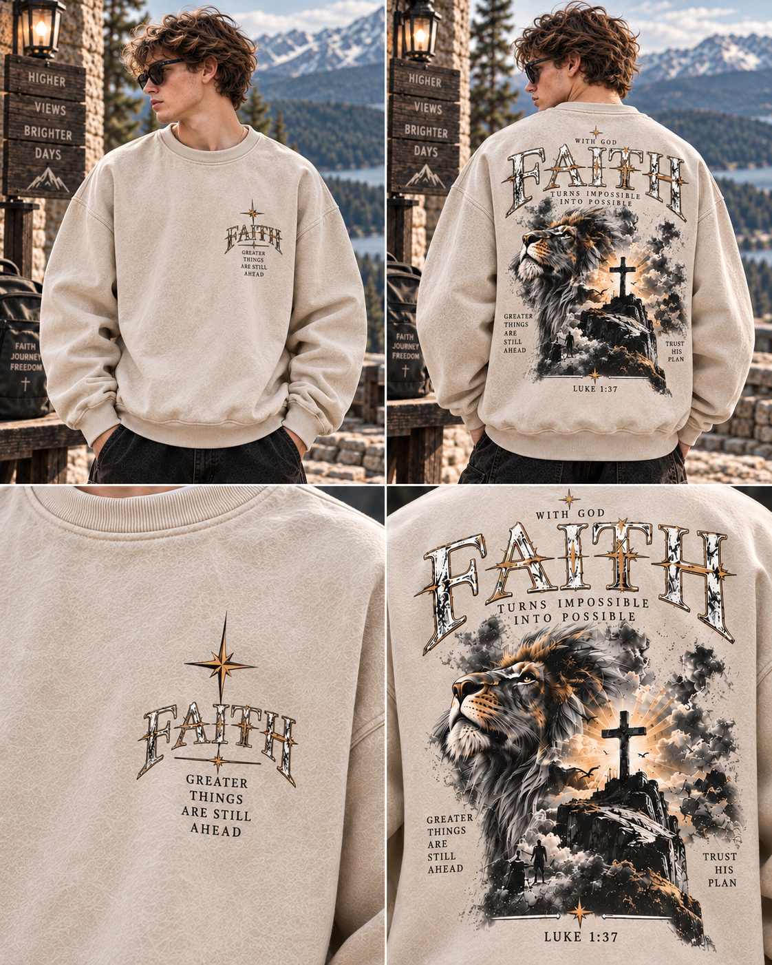 Faith Lion – Vintage Christian Sweatshirt