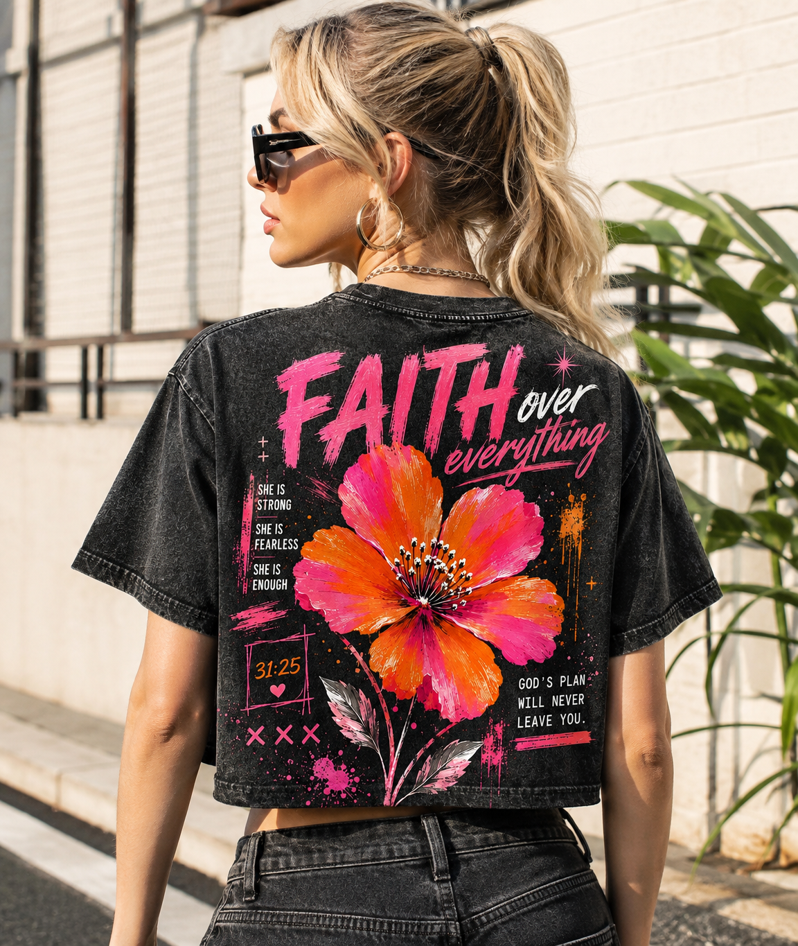 Faith Over Everything – Women’s Vintage Crop Tee