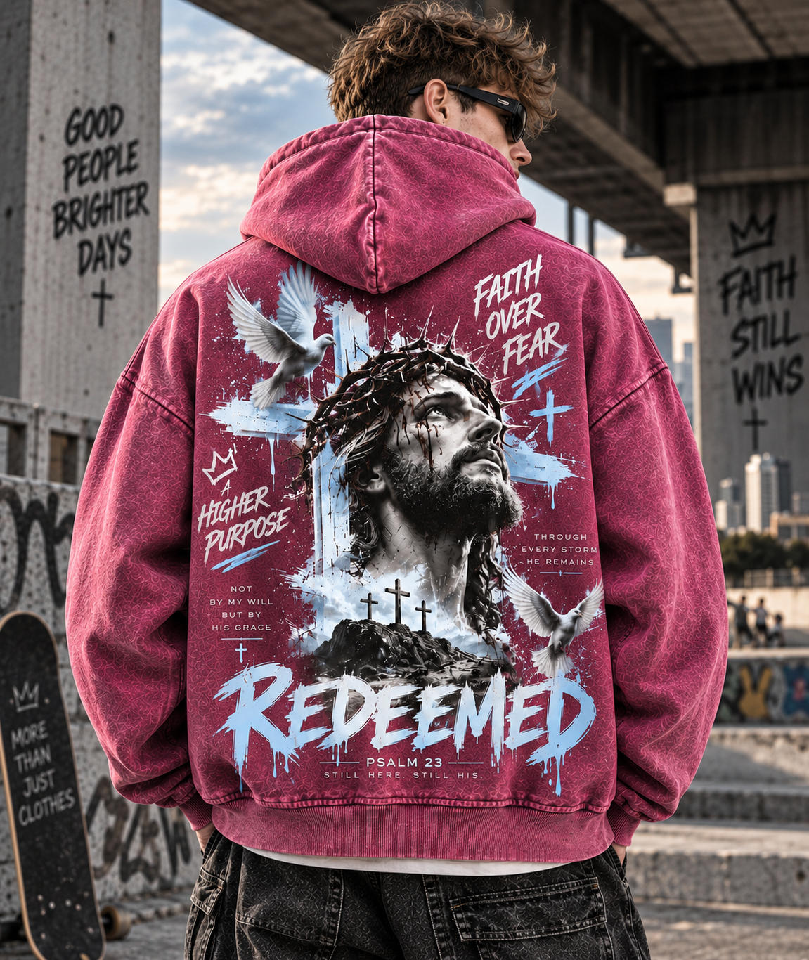 ⭐ Redeemed Faith Hoodie – Vintage Christian Streetwear