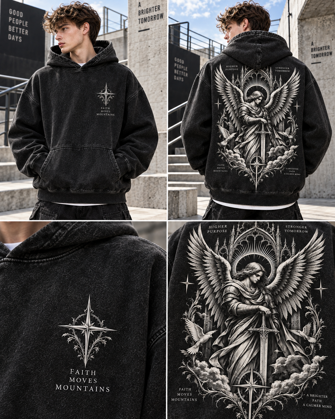 Faith Angel Vintage Hoodie – Faith Moves Mountains