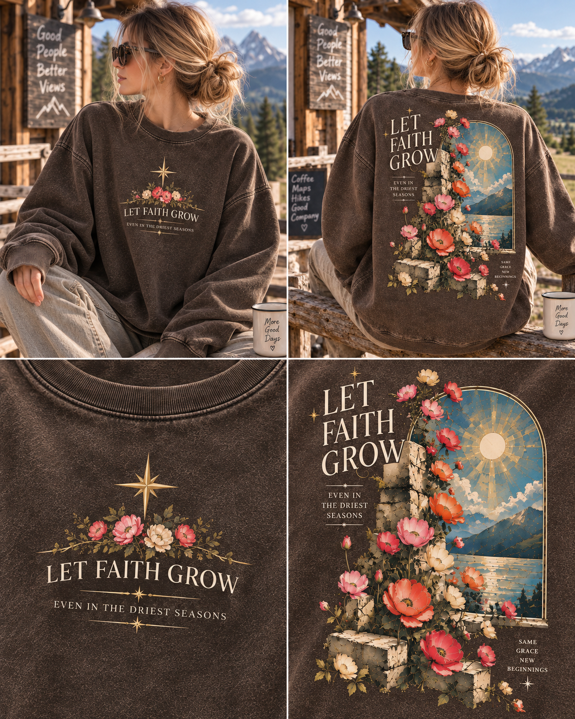 Let Faith Grow – Vintage Floral Sweatshirt