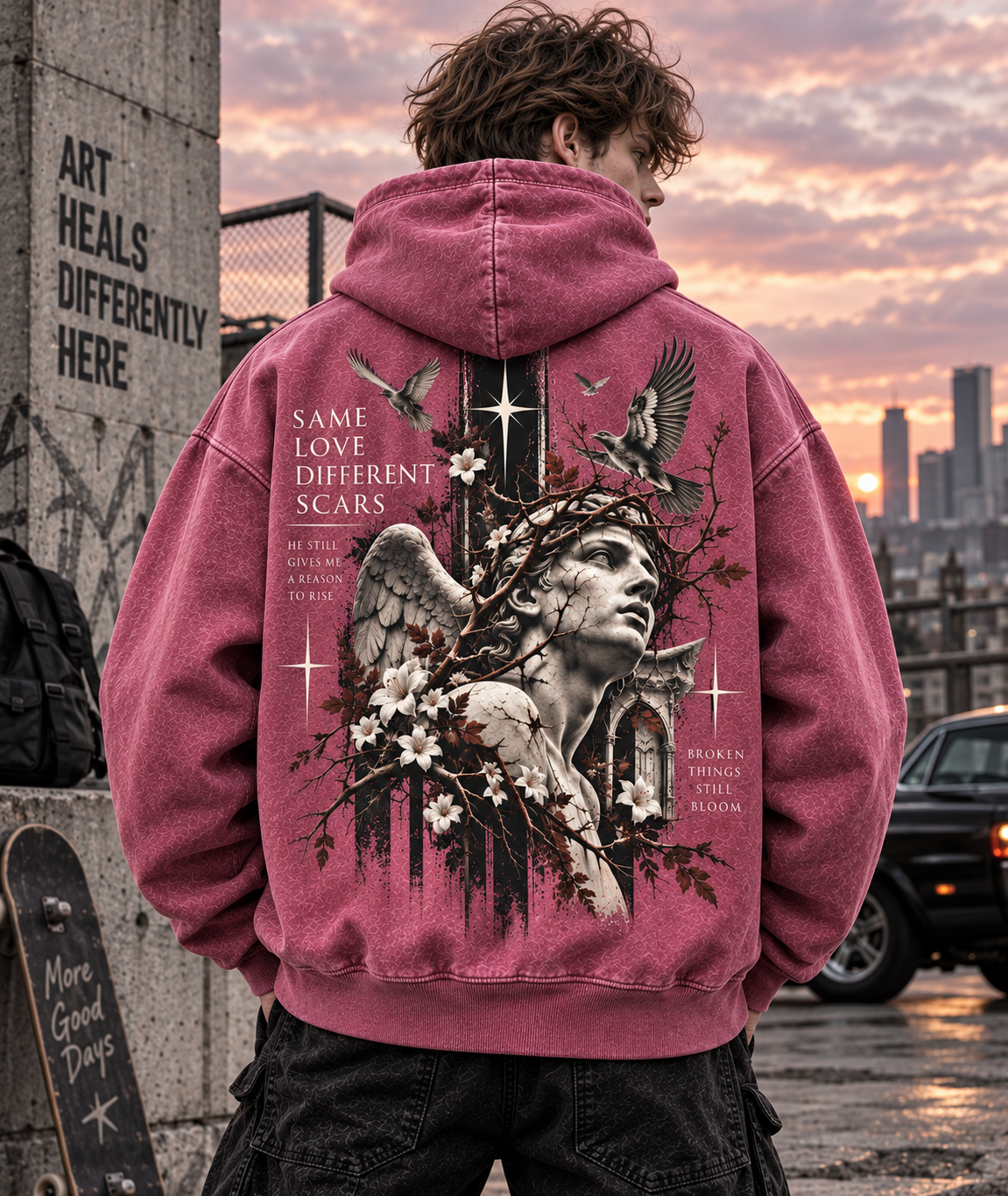 Same Love Different Scars – Vintage Angel Hoodie