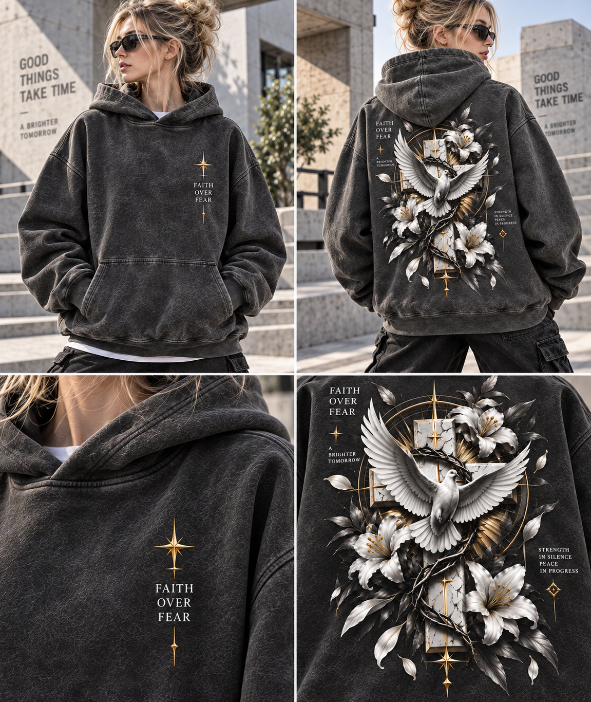 Faith Over Fear Vintage Washed Hoodie