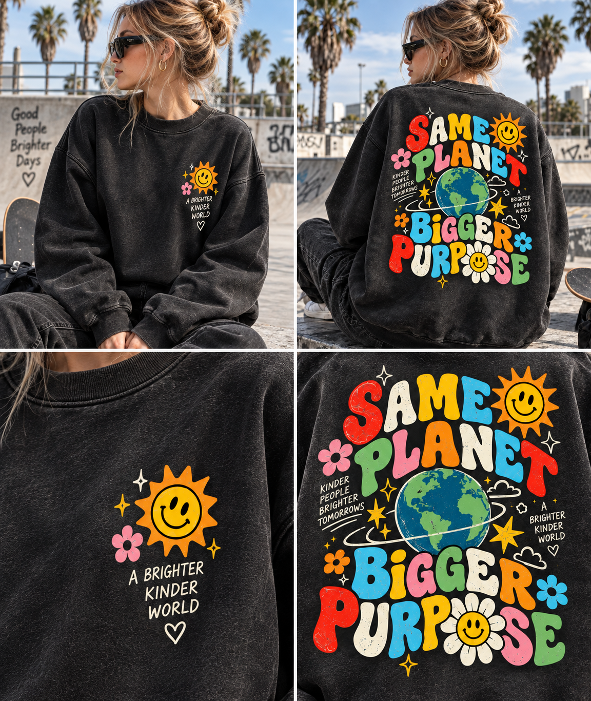 Same Planet Bigger Purpose – Vintage Graphic Sweatshirt