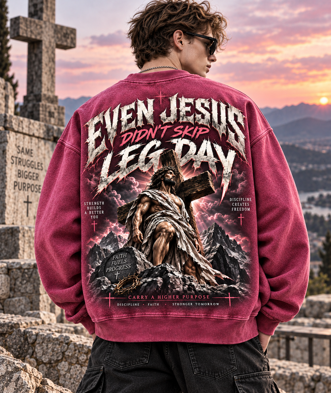 Even Jesus Didn’t Skip Leg Day – Vintage Faith Sweatshirt