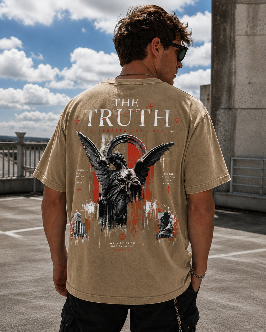The Truth Angel Vintage Washed Graphic T-Shirt