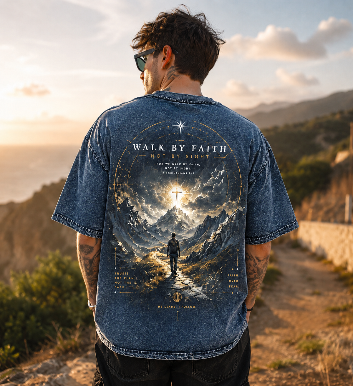Walk by Faith Vintage Graphic T-Shirt – Unisex Washed Tee