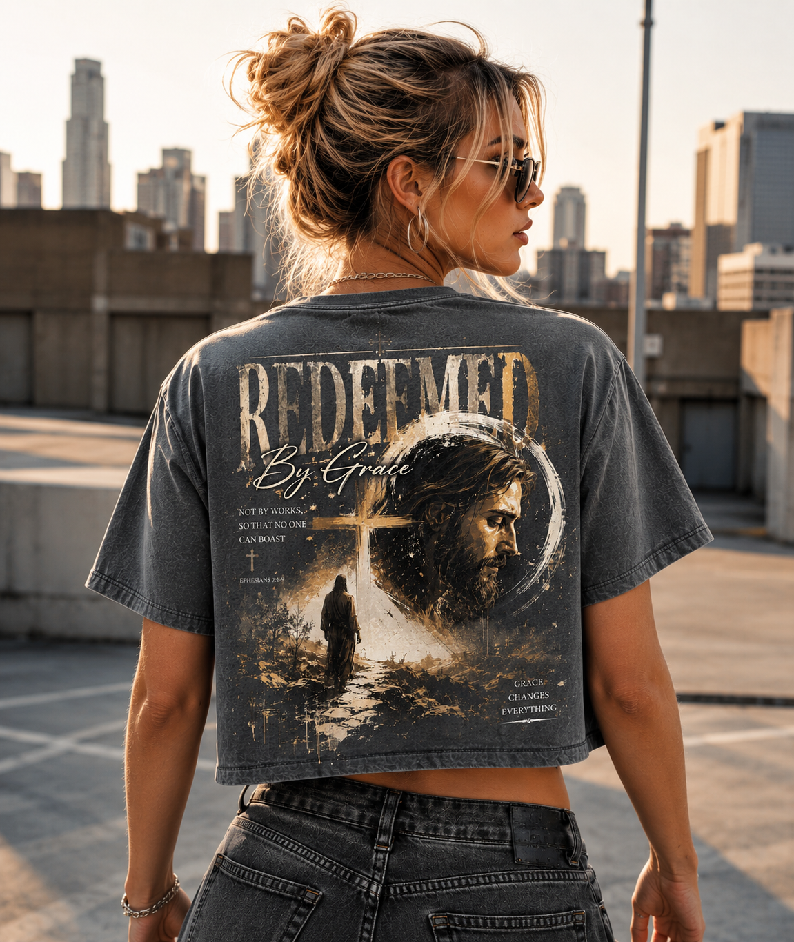 Redeemed By Grace – Vintage Christian Crop Top