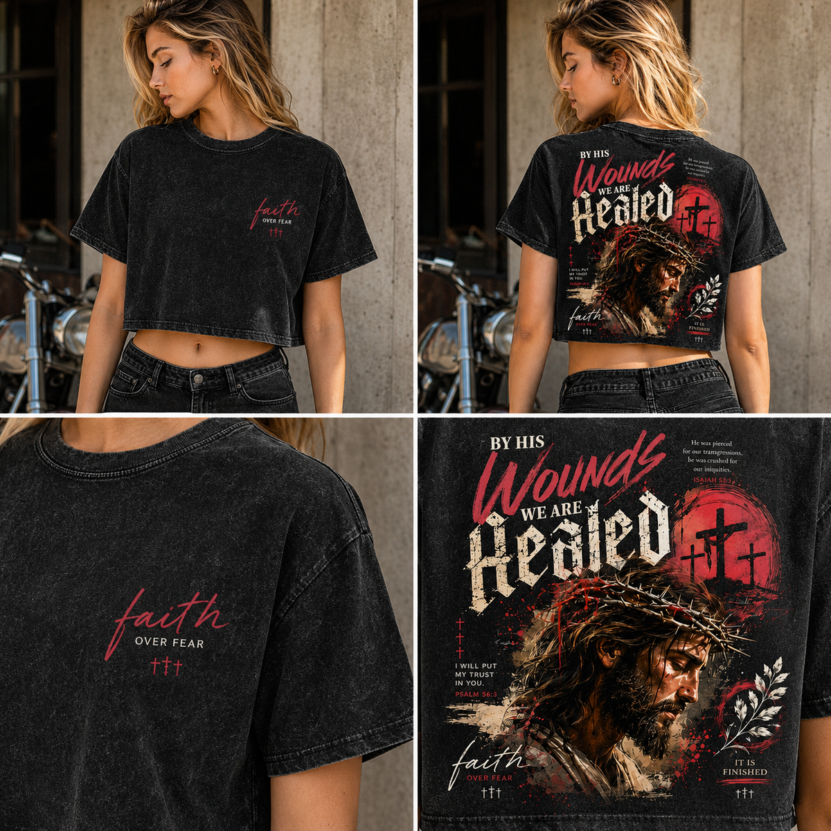 Faith Over Fear – Vintage Christian Crop Tee