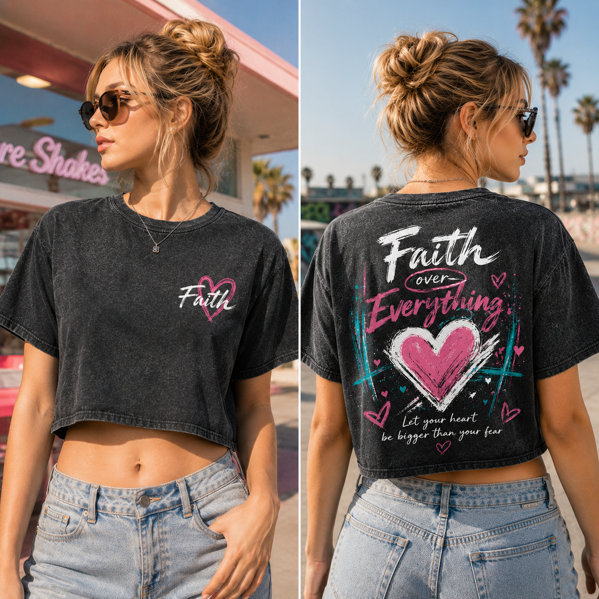 Faith Over Everything – Vintage Heart Crop Tee