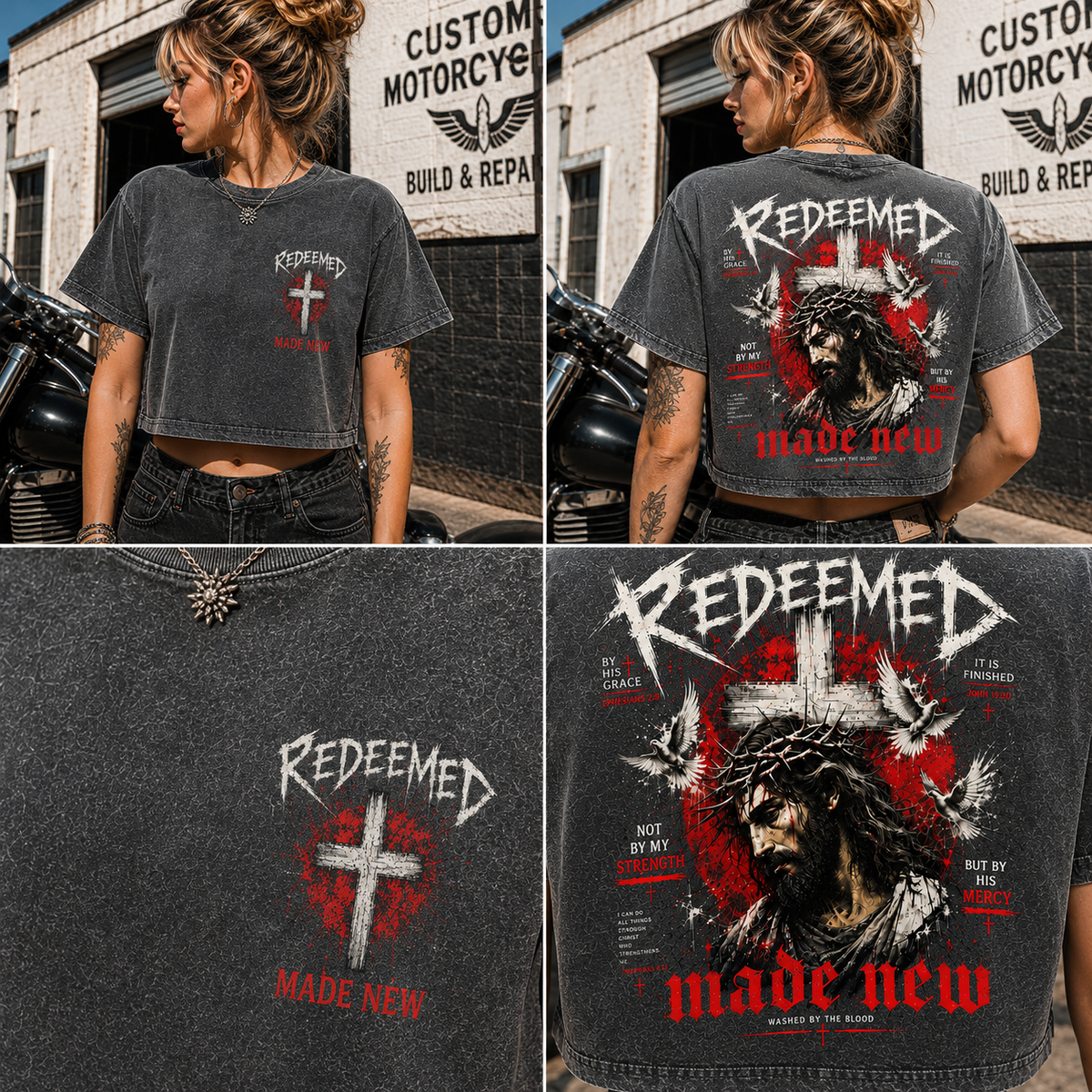 Redeemed Made New – Vintage Christian Crop Tee