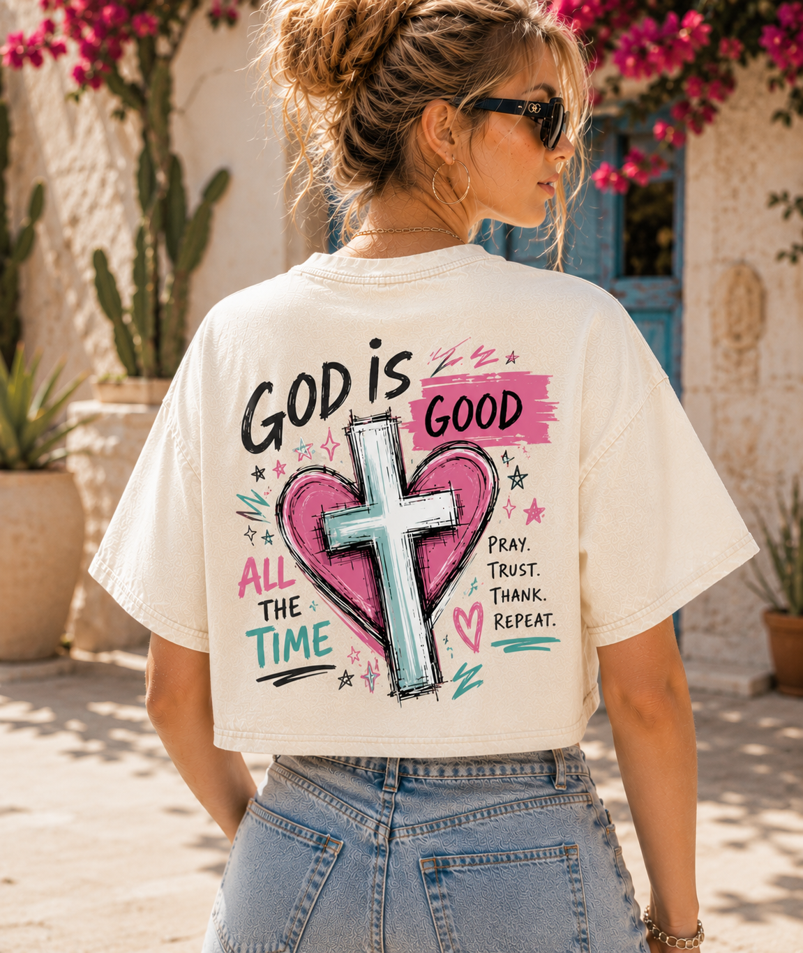 God Is Good – Faith Graphic Washed Crop Top