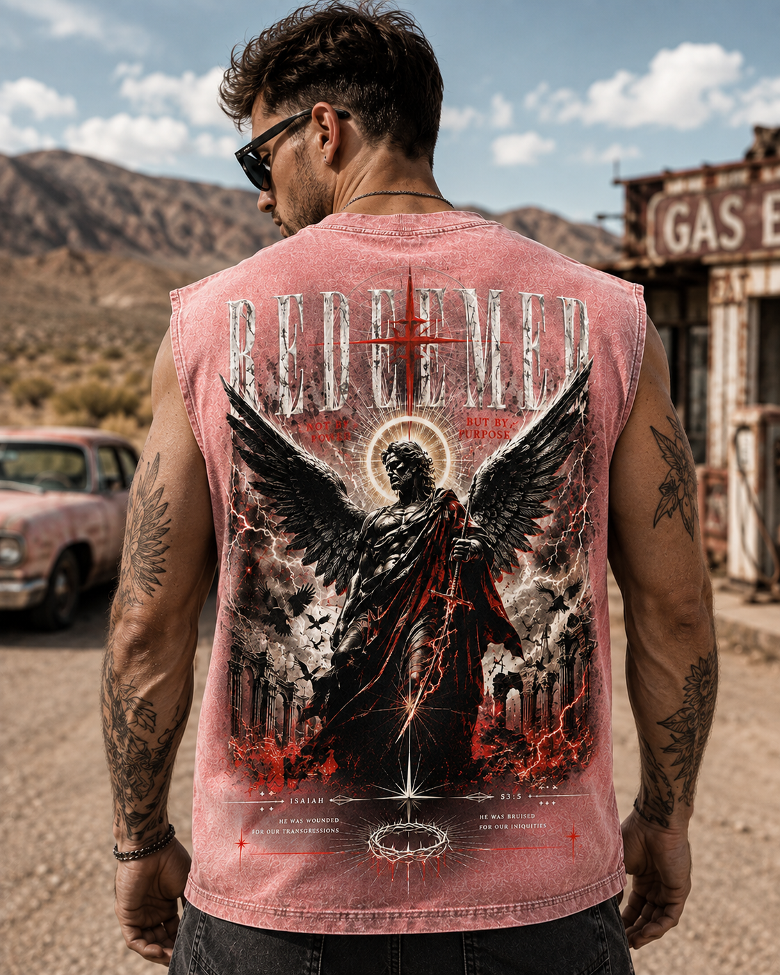 Redeemed Angel Washed Black Tank